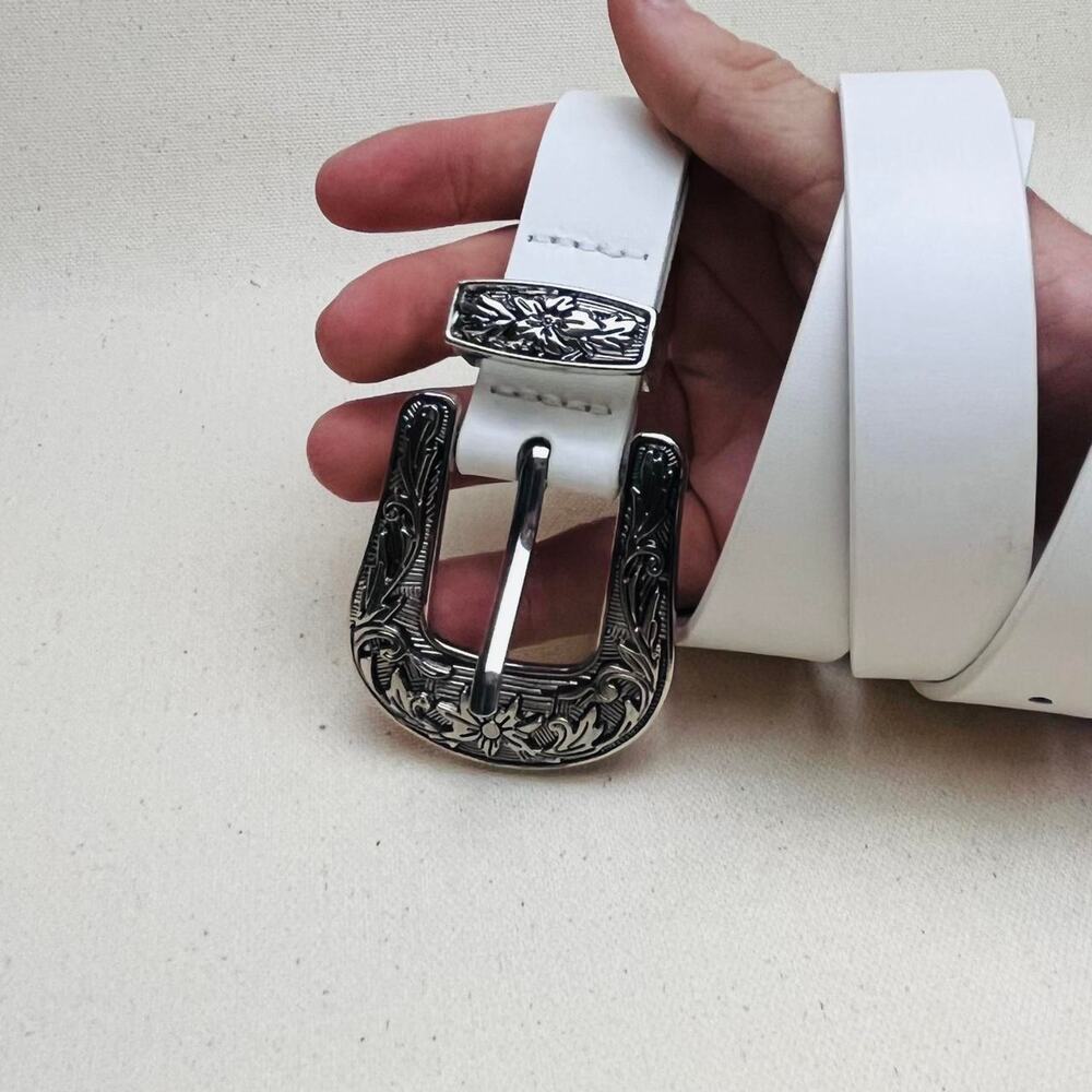 vintage style white American western design belt